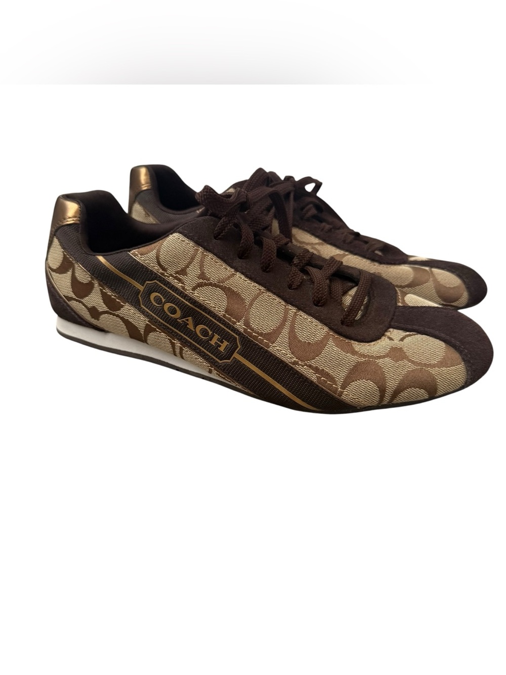 NEW Coach Hilary Sneakers Signature Logo Women’s Size 10 Brown Tan